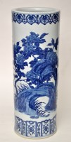 Lot 471 - Chinese blue and white tall cylinder vase, the...