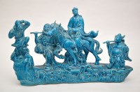 Lot 474 - Chinese blue glaze figure group from Xi You Ji,...