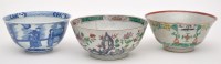 Lot 478 - Three Chinese bowls, comprising: blue and...