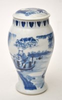 Lot 489 - Chinese blue and white jar and cover, the side...