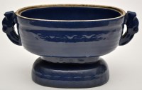 Lot 502 - Chinese blue glaze censer, ovoid shaped with...