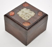 Lot 526 - Pale Celadon jade mounted hardwood box and...