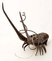 Lot 541 - A Japanese patinated bronze crayfish ornament,...