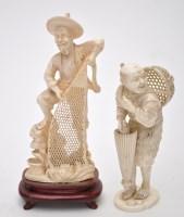 Lot 546 - Japanese Meiji period part ivory figure of a...