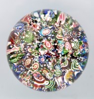 Lot 568 - Scrambled Millefiori glass paperweight,...