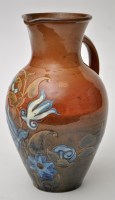 Lot 591 - Colour glaze pottery jug, part mottled...