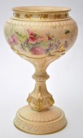 Lot 630 - Royal Worcester blush ivory goblet-shaped vase,...