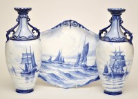 Lot 631 - Pair of blue and white Royal Crown Derby...