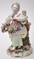 Lot 643 - Meissen-style flower seller lamp holder, the...