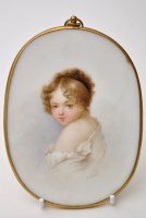 Lot 648 - Paris oval porcelain panel, painted with...