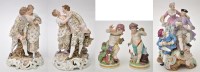 Lot 651 - Five porcelain figure groups, comprising: pair...