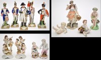 Lot 657 - Five Capodimonte military figures, the tallest...