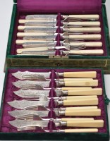 Lot 705 - Six Victorian fish knives and matching forks,...