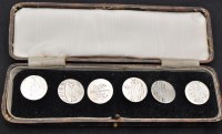 Lot 761 - Six Georgian silver buttons, all engraved with...