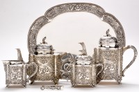 Lot 781 - A late 19th Century German silver tea and...