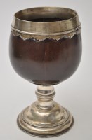 Lot 787 - A Continental white metal mounted coconut cup,...