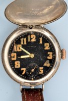 Lot 790 - A WWI period silver trench wristwatch, the...