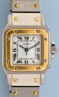 Lot 796 - Cartier Santos: a lady's steel and gold...