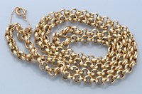 Lot 900 - A 9ct. yellow gold necklace chain, of circular...