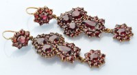 Lot 930 - A pair of Victorian garnet drop earrings, each...