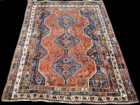 Lot 974 - A Qashqai carpet, with triple medallion to...