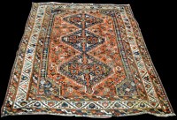 Lot 975 - A Qashqai carpet, the triple medallion on...