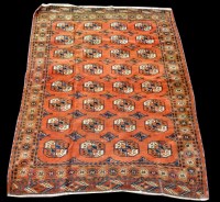 Lot 1001 - A teke Turkmen rug, with 4 x 8 medallions, 220...