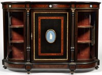 Lot 1095 - A Victorian ebonised, amboyna banded and...