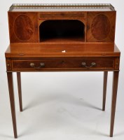 Lot 1110 - An Edwardian inlaid mahogany bureau, decorated...