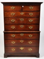 Lot 1124 - A George III mahogany chest on chest, the...