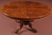 Lot 1134 - A Victorian burr walnut oval breakfast table,...