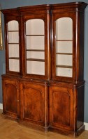 Lot 1141 - A Victorian walnut breakfront cabinet, the...