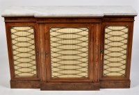 Lot 1150 - A Victorian walnut breakfront cabinet, the...