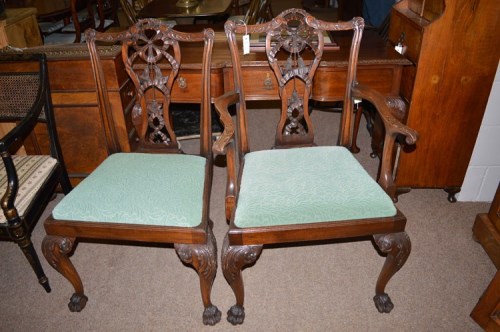 Lot 693 - A set of eight Chippendale style mahogany...