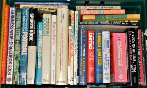Lot 57 - A box of hardback books, mainly football...