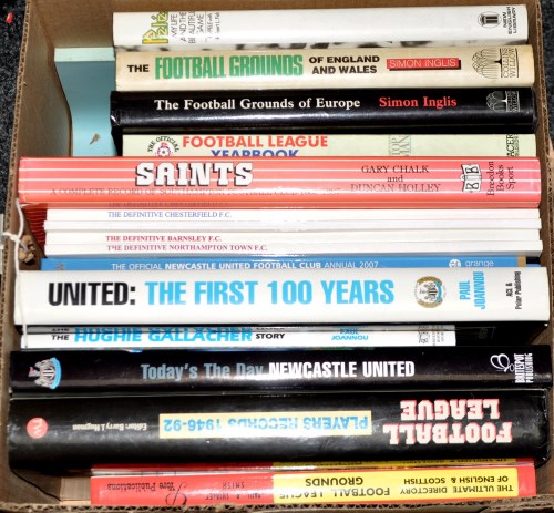 Lot 61 - A box of mainly hardback books of football...