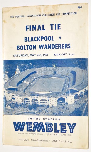 Lot 208 - FA Cup Final programme, 1953 - Blackpool...