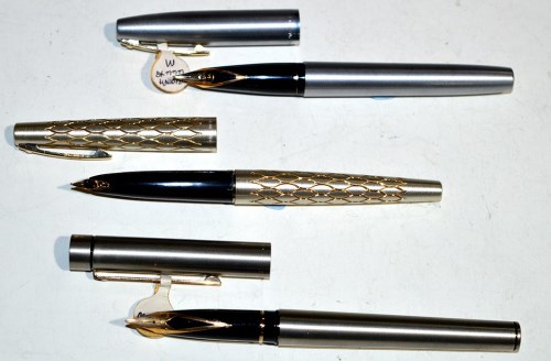 Lot 30 - Three Sheaffer fountain pens, two in matte...