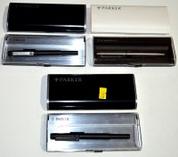 Lot 45 - Two Parker fountain pens in black matte metal...