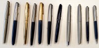 Lot 48 - Nine Parker fountain pens, various case...