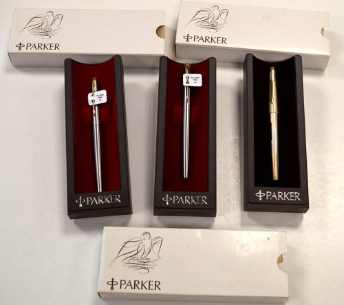 Lot 50 - Three Falcon Parker fountain pens, two in...