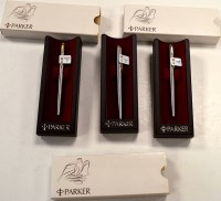 Lot 51 - Three Falcon fountain pens with steel cases,...