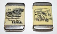 Lot 60 - Two plated metal vesta cases advertising the...