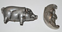 Lot 75 - An early 20th Century pewter pig pattern vesta...