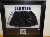 Lot 123 - A pair of 'Lamotta' boxing shorts, signed by...