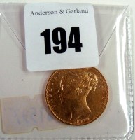 Lot 194 - A Victorian gold sovereign, 1844.