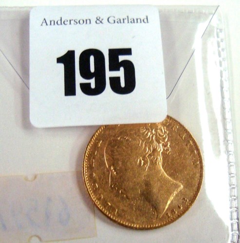 Lot 195 - A Victorian gold sovereign, 1842.