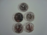 Lot 198 - Five silver £2 proof coins of 1oz. of...