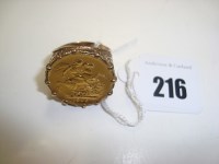 Lot 216 - An Edward VII gold sovereign, 1906, in yellow...