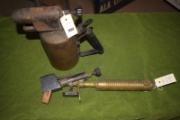 Lot 1066 - An old paraffin blow torch made from brass and...